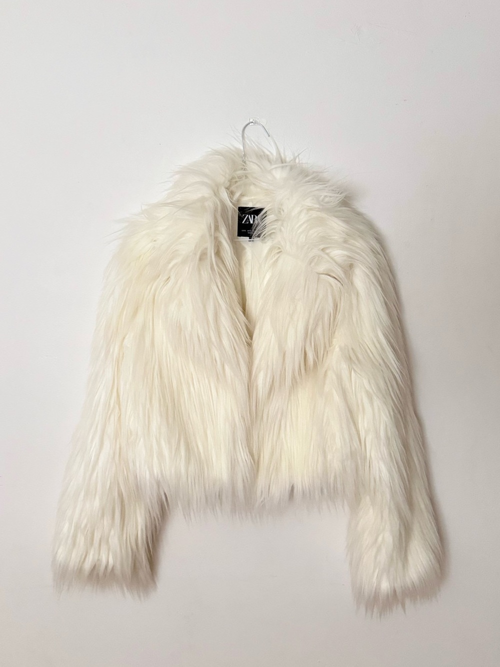 Zara Off White Faux Fur Teddy Jacket
